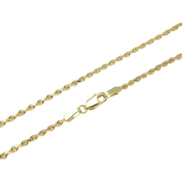 Gold Diamond Cut ROPE Chain, Real Gold Plated Sterling Silver Italian Necklace - Picture 5 of 5